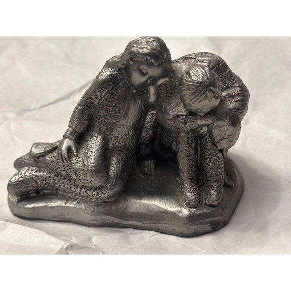 Michael Ricker Pewter Figurine Brother Sister Crying 2000 Children Sitting - Picture 2 of 11